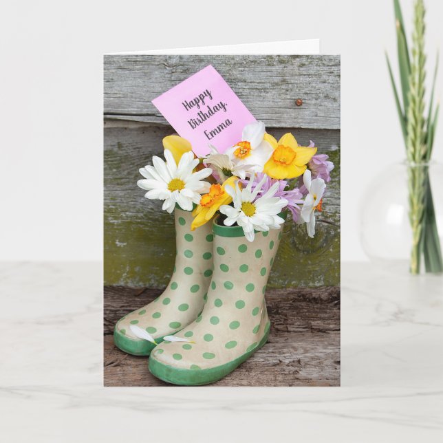 Birthday Boot Bouquet Card (Front)