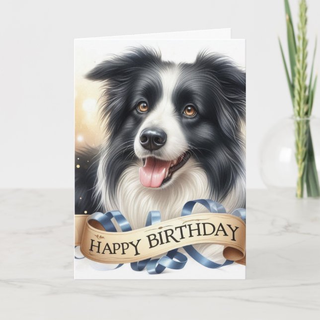 Birthday Border Collie From Dog Greeting Card (Front)