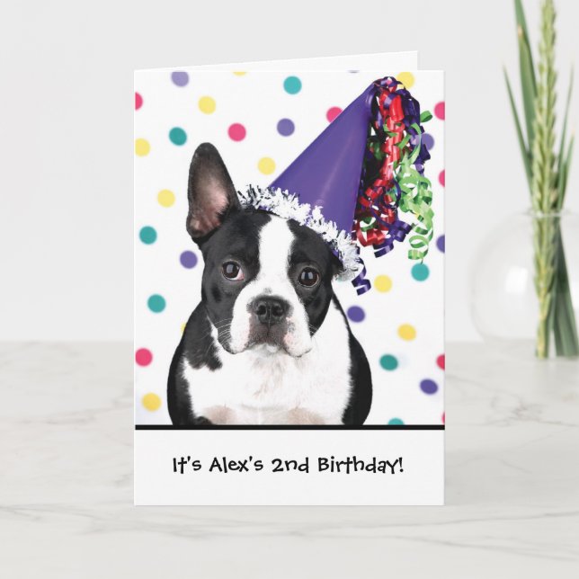 Birthday boston terrier customizable invitations (Front)