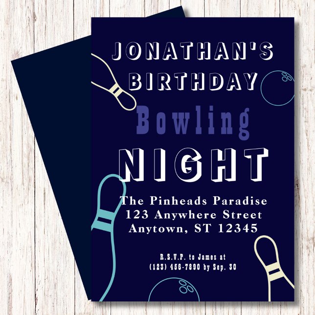 Birthday Bowling Glow Night Party Invitation (Creator Uploaded)