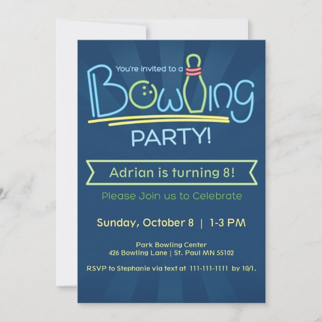 Birthday Bowling Party Invitation (Front)