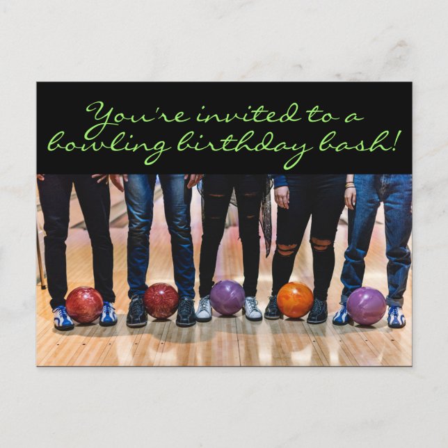 Birthday Bowling Party Postcard Invitation (Front)