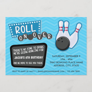 Birthday Bowling Party Roll On Over Invite