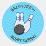 Birthday Bowling Party Roll On Over Sticker at Zazzle