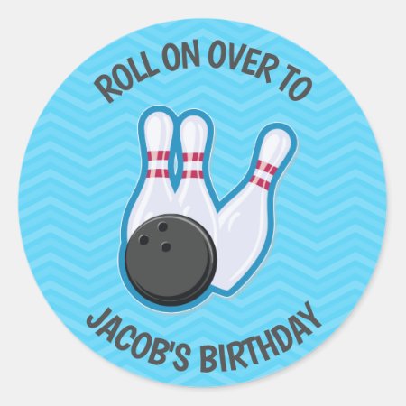 Birthday Bowling Party Roll On Over Sticker