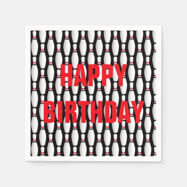 birthday bowling pins on black napkins (Front)