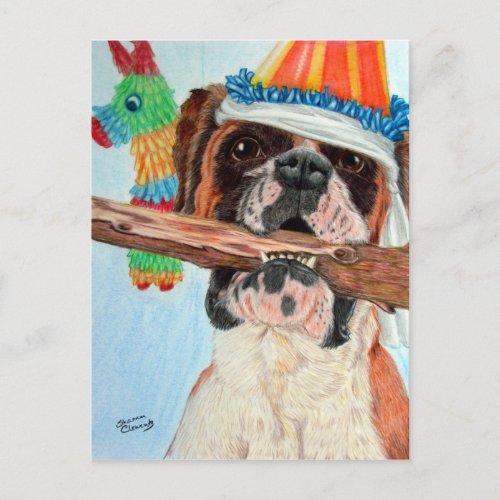 Birthday Boxer Postcard