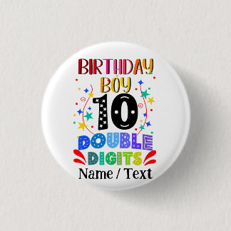 Birthday Boy 10 Double Digits Button