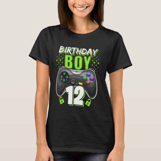 Birthday Boy 12 Video Game Controller Gamer 12th B T-Shirt (Front)