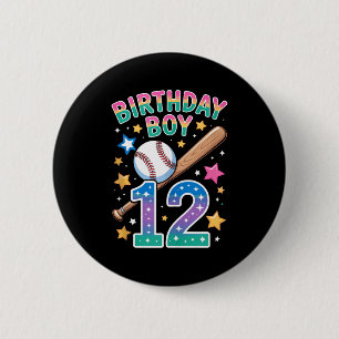 Birthday Boy 12th Birthday Baseball Tank Top Button