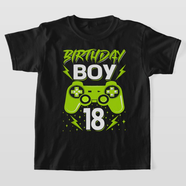 Birthday Boy 18 Video Game Controller Gamer 18th B T-Shirt (Laydown)