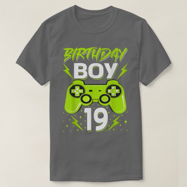 Birthday Boy 19 Video Game Controller Gamer 19th B T-Shirt (Design Front)