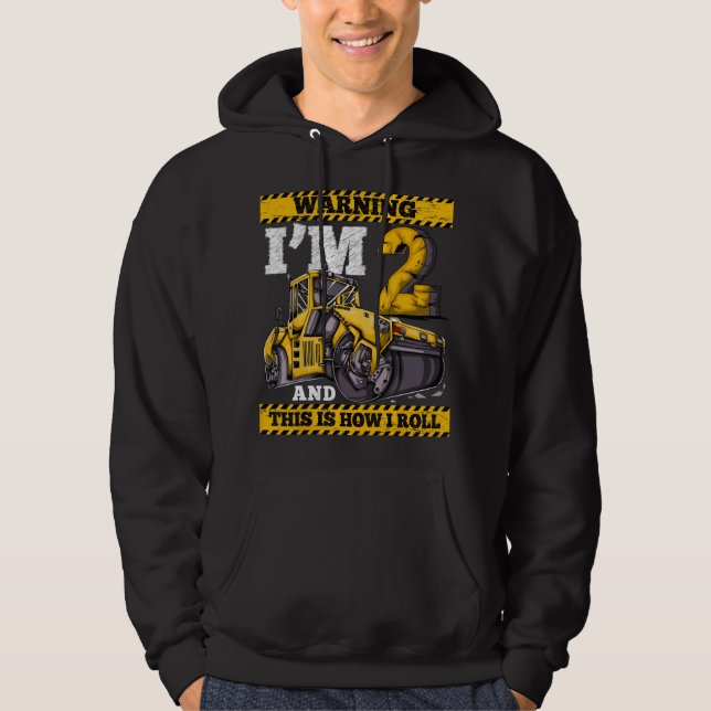 Birthday Boy 2 Construction 2nd Birthday Roller 2n Hoodie (Front)