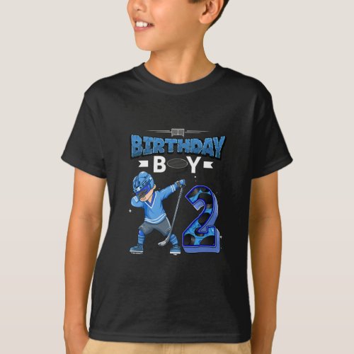 Birthday Boy 2 Year Old Ice Hockey Player 2nd Birt T_Shirt