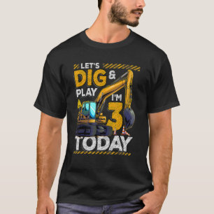 Birthday Boy 3 Construction 3rd Birthday Excavator T-Shirt