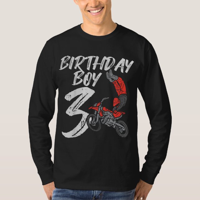 Birthday Boy 3 Dirt Bike Cool Motocross 3rd Birthd T-Shirt (Front)