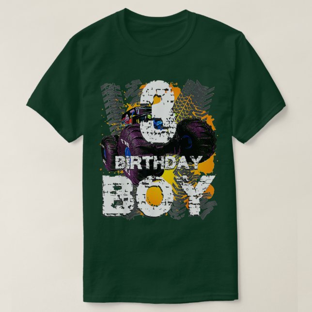 Birthday Boy 3 Years Old Monster Truck Matching Fa T-Shirt (Design Front)