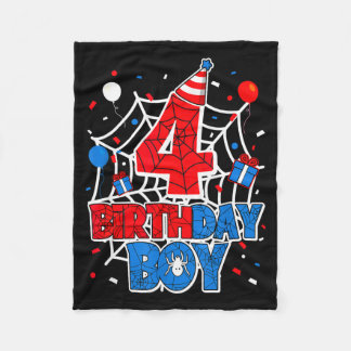 Birthday Boy 4 Year Old Sders 4th Birthday Kids Fleece Blanket