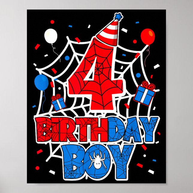 Birthday Boy 4 Year Old Sders 4th Birthday Kids  Poster (Front)