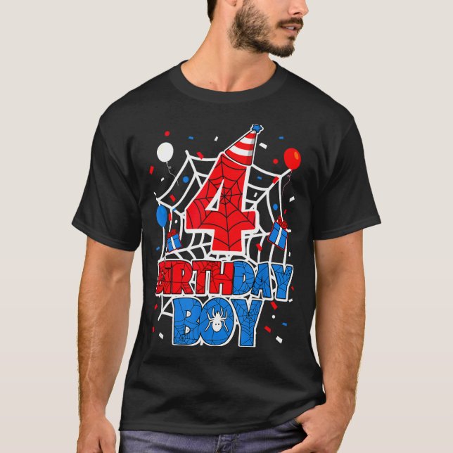 Birthday Boy 4 Year Old Sders 4th Birthday Kids  T-Shirt (Front)