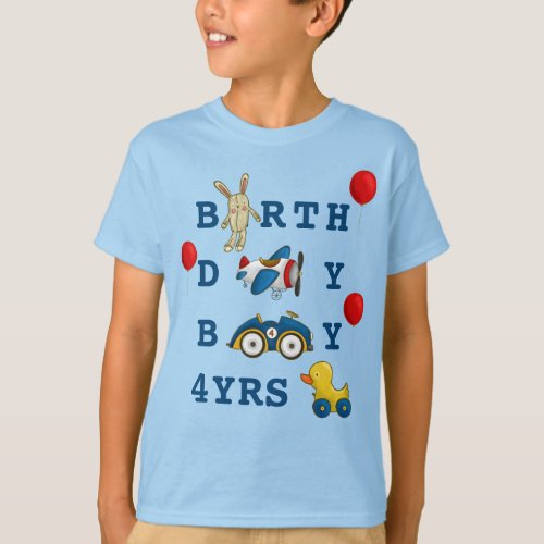 Birthday Boy 4 Yrs Old  Cute Kids Toys T_Shirt