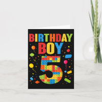 Birthday Boy 5 Year Old Building Blocks 5th Birthd