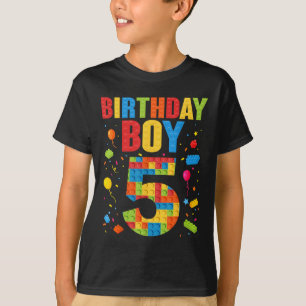 Birthday Boy 5 Year Old Building Blocks 5th Birthd T-Shirt