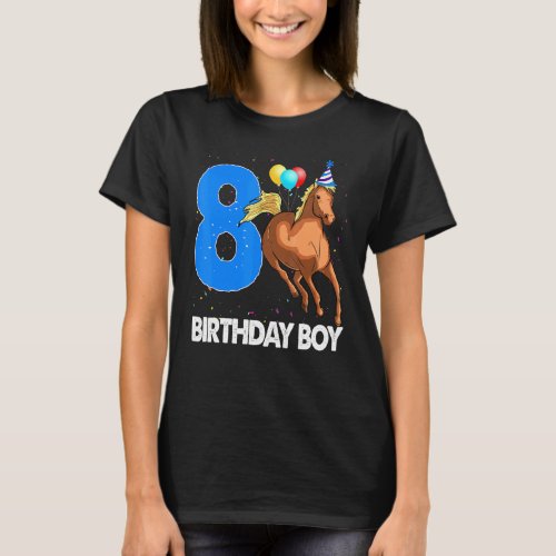Birthday Boy 8 Riding Rider Horse Love Party T_Shirt