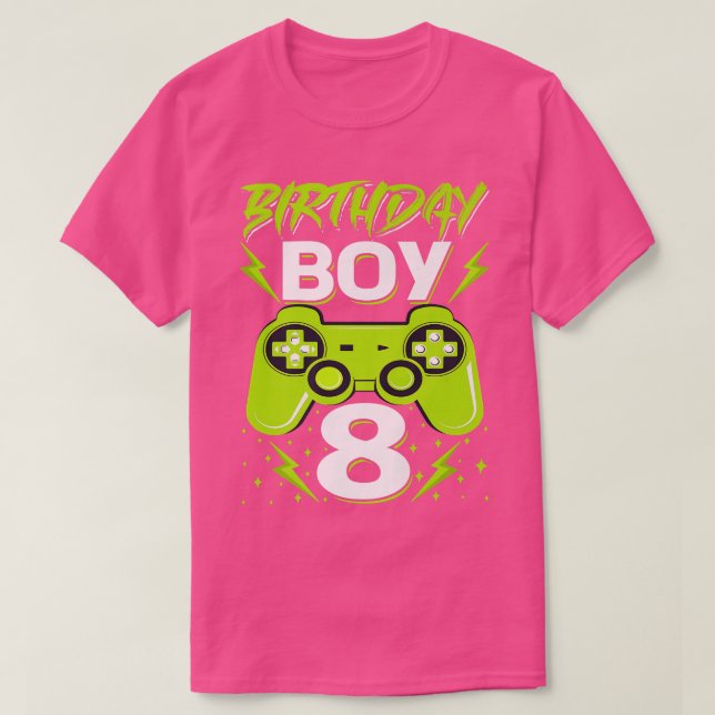 Birthday Boy 8 Video Game Controller Gamer 8th Bir T-Shirt (Design Front)