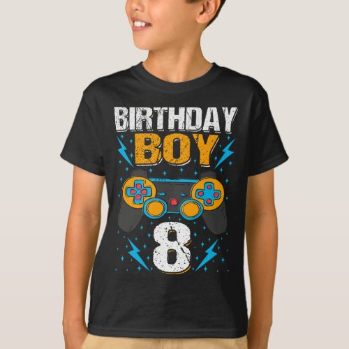 Birthday Boy 8 Video Game Controller Gamer 8th Bir T_Shirt