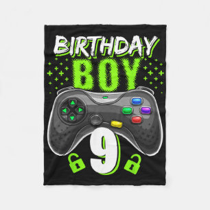 Birthday Boy 9 Video Game Controller Gamer 9th Bir Fleece Blanket