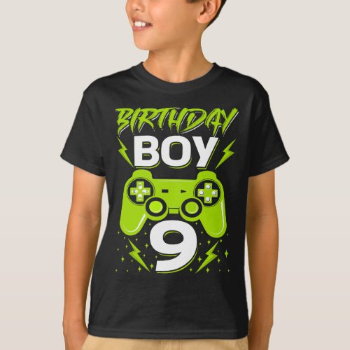 Birthday Boy 9 Video Game Controller Gamer 9th Bir T_Shirt