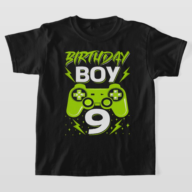 Birthday Boy 9 Video Game Controller Gamer 9th Bir T-Shirt (Laydown)