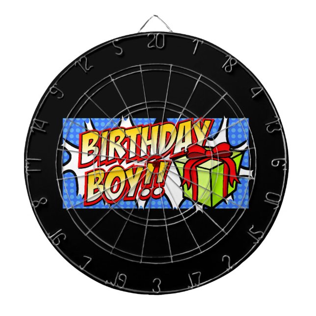 Birthday Boy Banner Dartboard With Darts (Front)