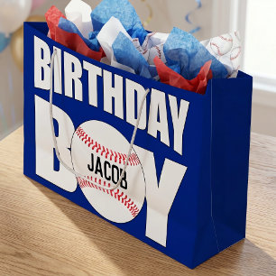 Birthday Boy Baseball Player Party Custom Name Large Gift Bag