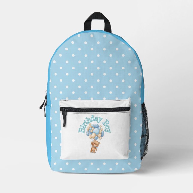 Birthday Boy Bear theme Printed Backpack (Front)
