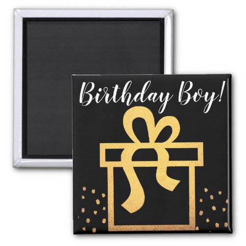 Birthday Boy Black and Gold Faux Foil Magnet