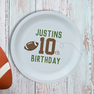 Birthday Boy Blue Custom Football Paper Plates