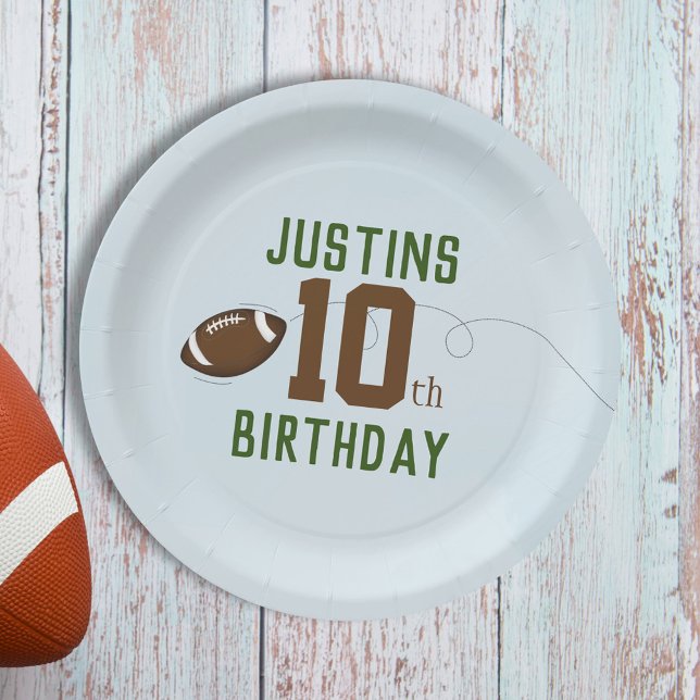 Birthday Boy Blue Custom Football  Paper Plates (Creator Uploaded)