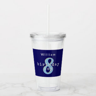 Birthday Boy Blue Personalized Name Age Acrylic Tumbler