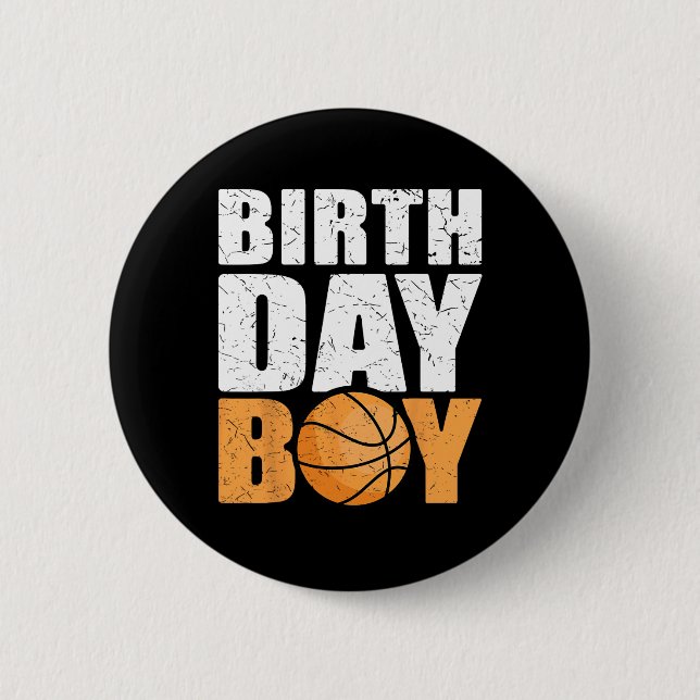 Birthday Boy Bysketbyll Theme Party Future Bysketb Button (Front)