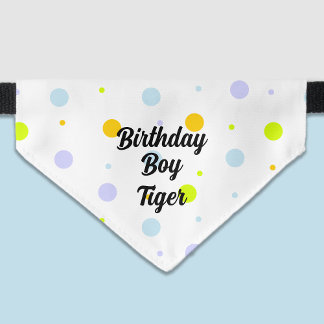 Birthday Boy Cat Bandana with Polka Dots Pet Bandana Collar