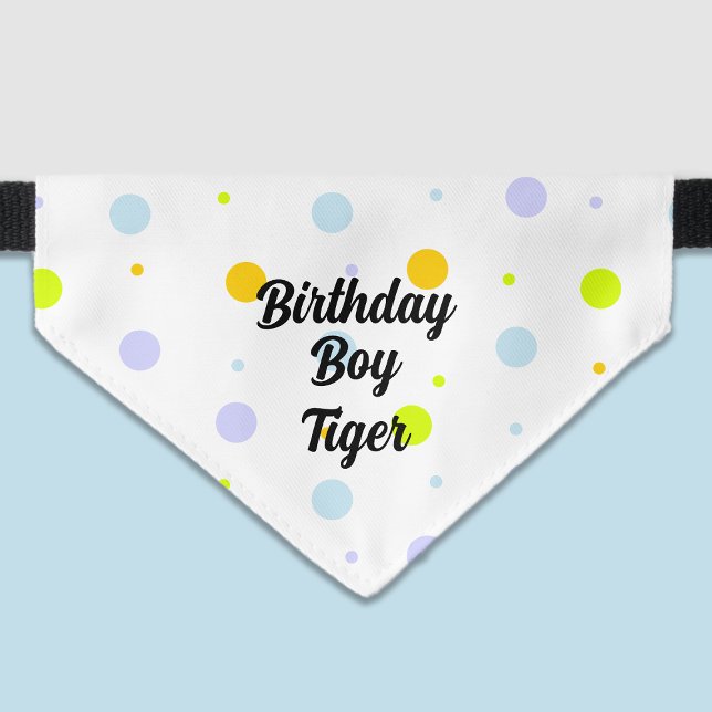 Birthday Boy Cat Bandana with Polka Dots Pet Bandana Collar (Creator Uploaded)
