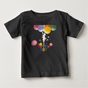 Birthday Boy Colorful Baby T-Shirt with Balloons D