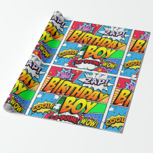 Birthday Boy Comic Book Wrapping Paper