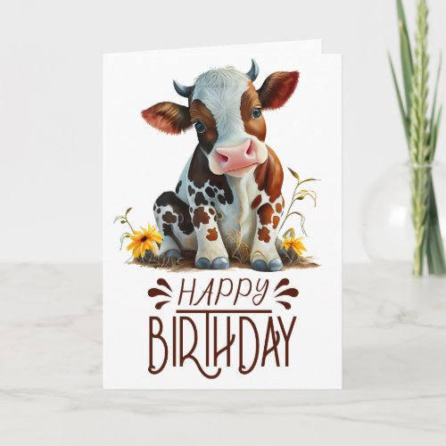 Birthday Boy Cute Cow Card