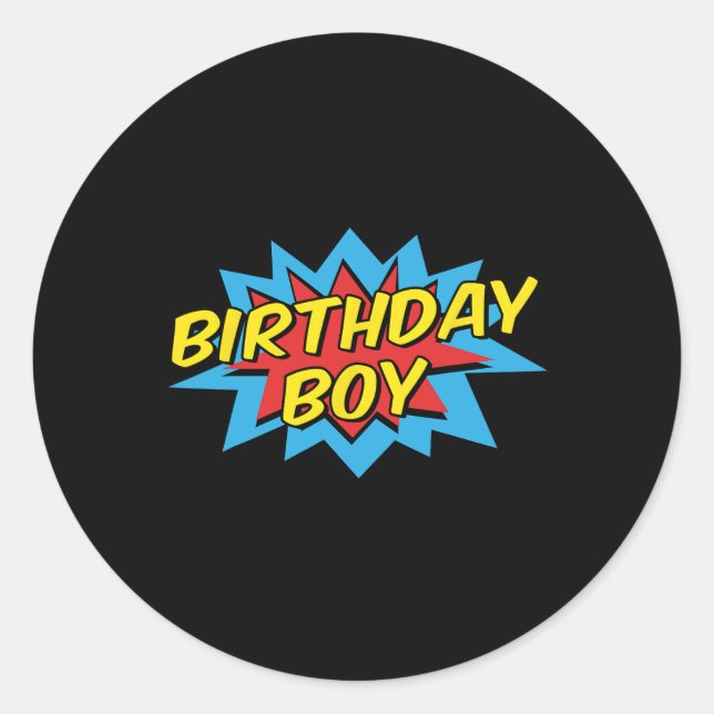 Birthday Boy Cute Kids Superhero Matching Comic Bi Classic Round Sticker (Front)
