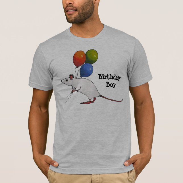 Birthday Boy: Cute Mouse With Balloons: Art T-Shirt (Front)