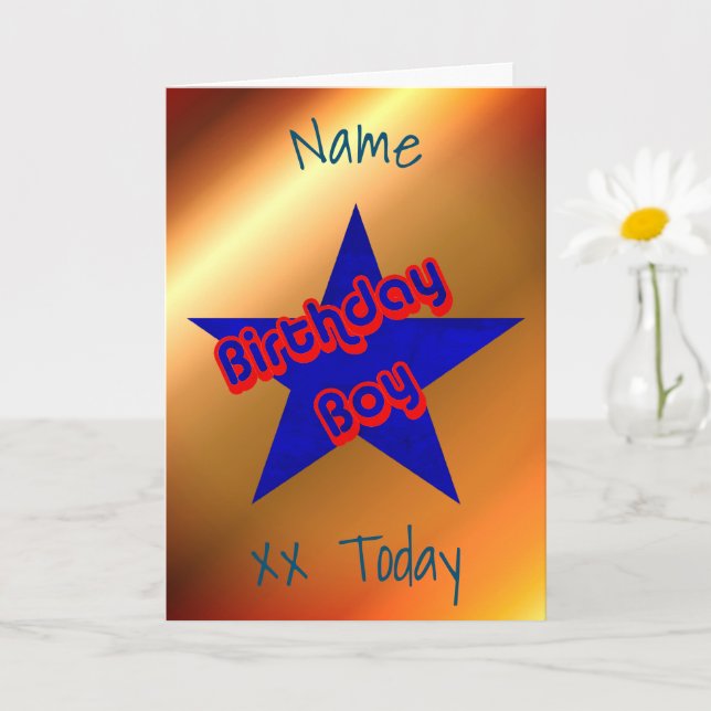 Birthday Boy Cute Personalized Birthday Card (Small Plant)