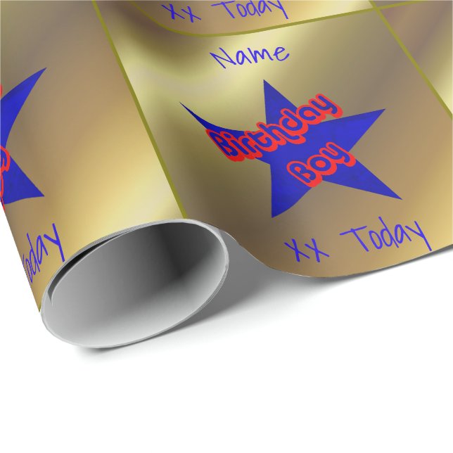 Birthday Boy Cute Personalized Birthday Wrapping Paper (Roll Corner)